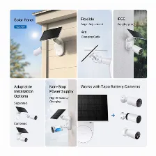 Panel Solar Tp-link Tapo A201, 2.5 W, 5.2 V, Usb, Blanco, Ip65, Compatible Tapo 410, C425